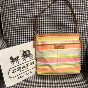 Coach Beachstriped Shoulder Bag and card holder